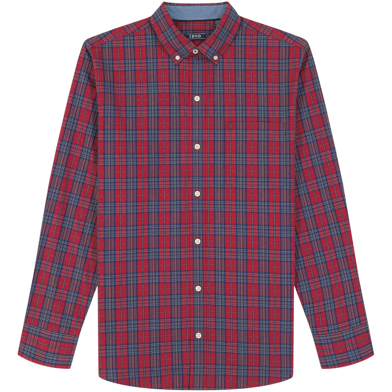 HOLIDAY TARTAN LONG SLEEVE 
BUTTON DOWN SHIRT - RED DAHLIA