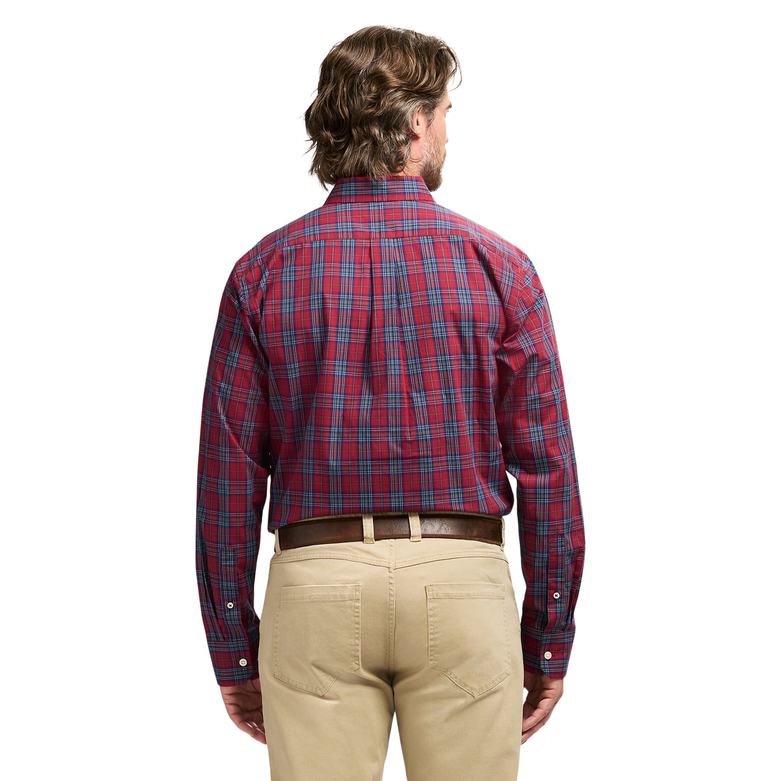 Holiday Tartan Long Sleeve Button Down Shirt - Red Dahlia – IZOD