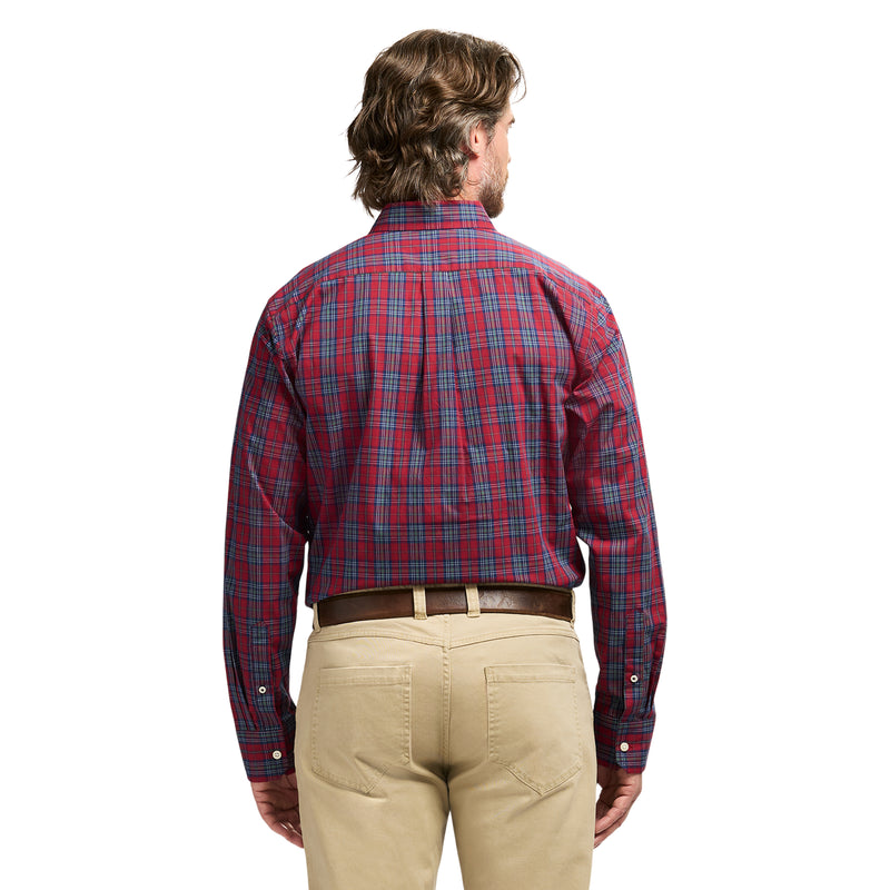 HOLIDAY TARTAN LONG SLEEVE 
BUTTON DOWN SHIRT - RED DAHLIA