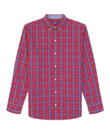 BIG & TALL HOLIDAY TARTAN LONG SLEEVE BUTTON DOWN SHIRT - RED DAHLIA