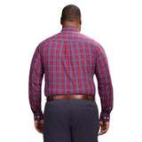 BIG & TALL HOLIDAY TARTAN LONG SLEEVE BUTTON DOWN SHIRT - RED DAHLIA