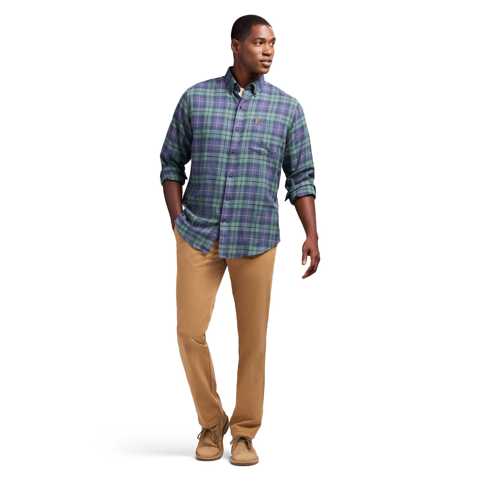 Stratton Flannel Long Sleeve Button Down Shirt - Medieval Blue – IZOD
