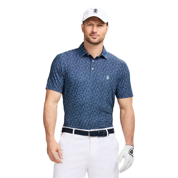 GOLF SWINGFLEX ELITE PRINTED POLO - NAVY BLAZER