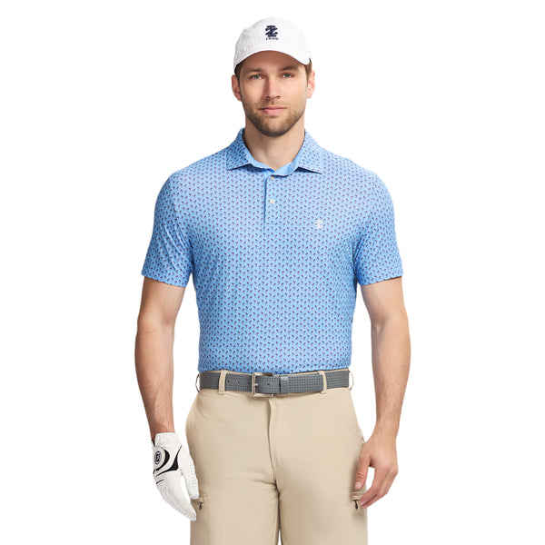 GOLF SWINGFLEX ELITE PRINTED POLO - DELLA ROBBIA BLUE