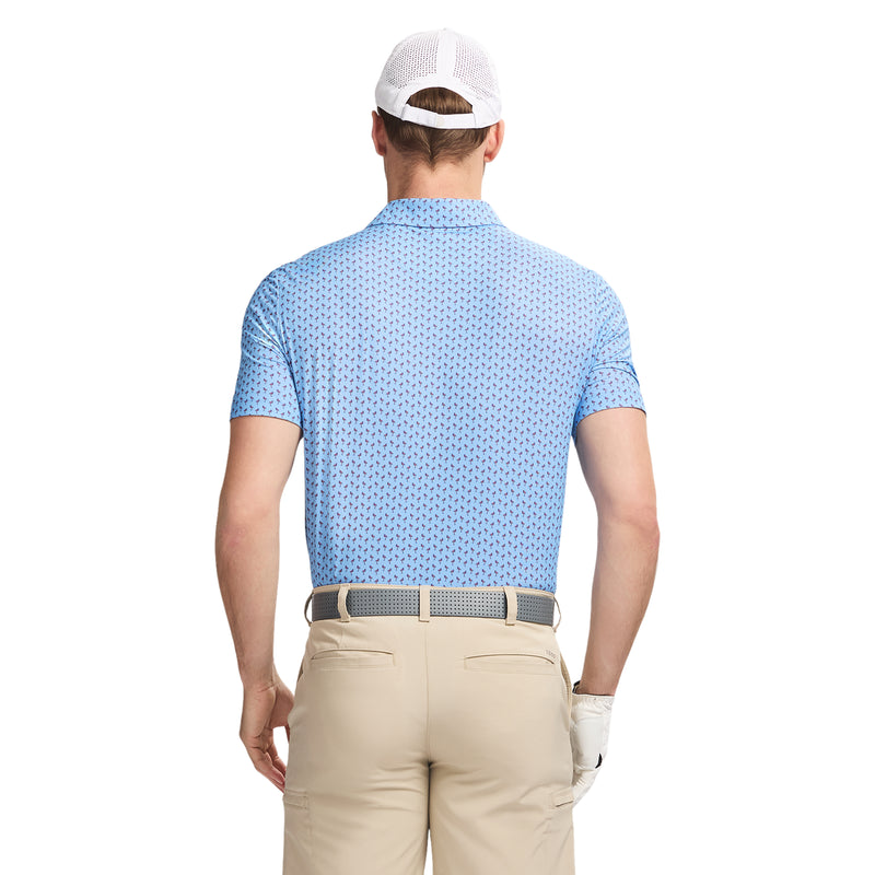 GOLF SWINGFLEX ELITE PRINTED POLO - DELLA ROBBIA BLUE
