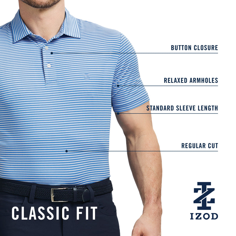 GOLF SWINGFLEX ELITE 
STRIPE POLO - MOONLIGHT BLUE