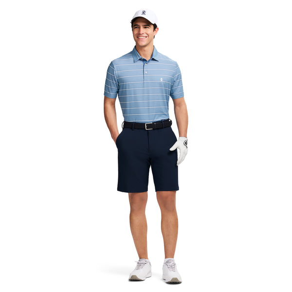 GOLF SWINGFLEX ELITE 
STRIPE POLO - MOONLIGHT BLUE