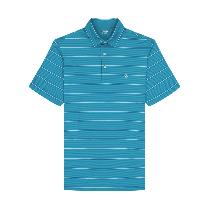GOLF SWINGFLEX ELITE STRIPE POLO - BLUE CORAL