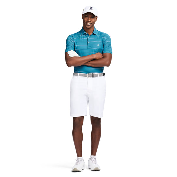 GOLF SWINGFLEX ELITE STRIPE POLO - BLUE CORAL