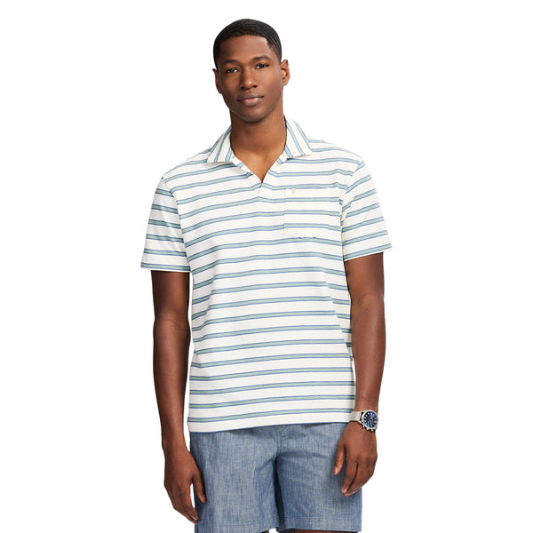 JOHNNY COLLAR TEXTURED 
KNIT POLO - EGRET