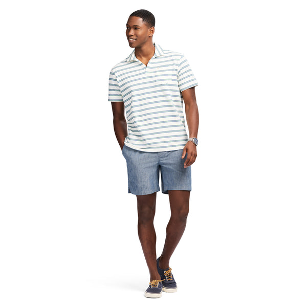 JOHNNY COLLAR TEXTURED 
KNIT POLO - EGRET