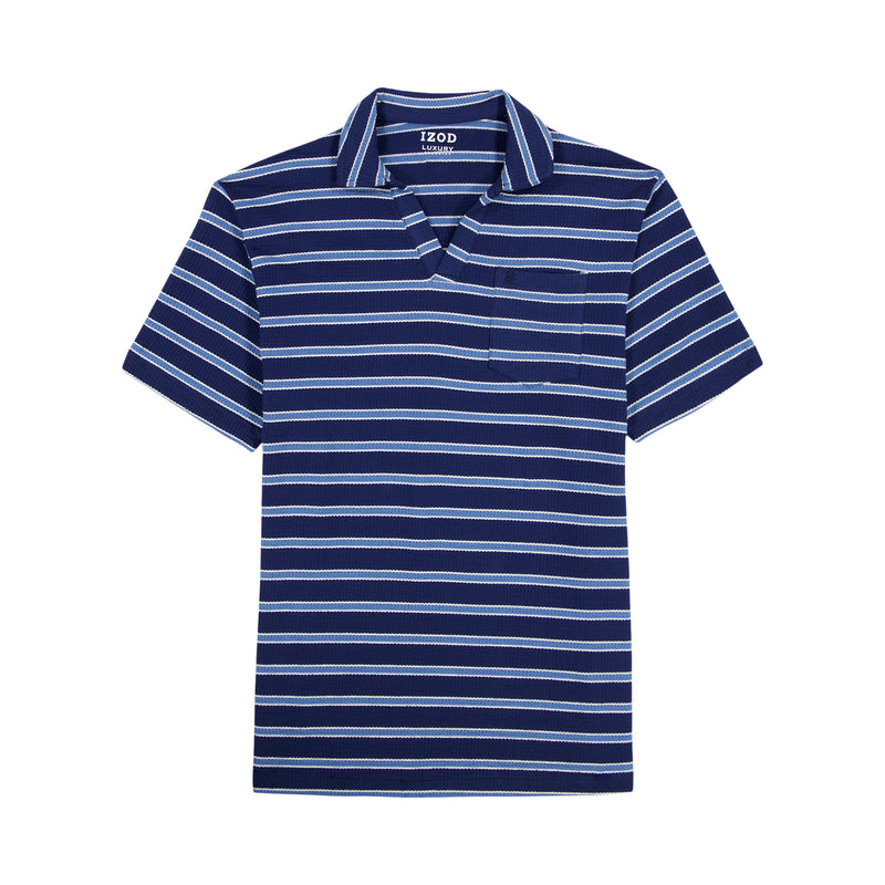 JOHNNY COLLAR TEXTURED 
KNIT POLO - MEDIEVAL BLUE