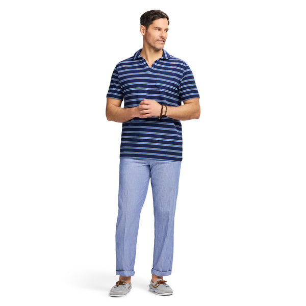 JOHNNY COLLAR TEXTURED 
KNIT POLO - MEDIEVAL BLUE