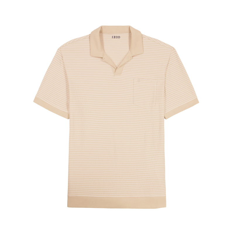 JOHNNY COLLAR TEXTURED 
KNIT POLO - EGRET