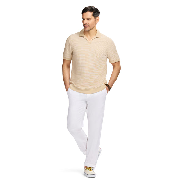 JOHNNY COLLAR TEXTURED 
KNIT POLO - EGRET