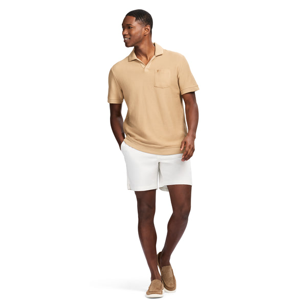 JOHNNY COLLAR TEXTURED 
KNIT POLO - TANNIN