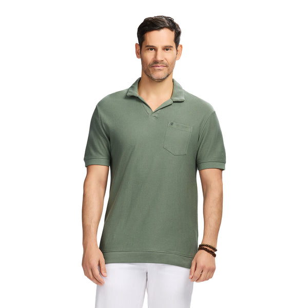 JOHNNY COLLAR TEXTURED 
KNIT POLO - LAUREL WREATH