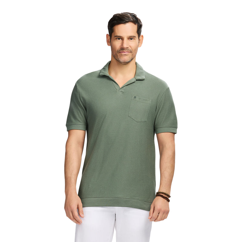 JOHNNY COLLAR TEXTURED 
KNIT POLO - LAUREL WREATH