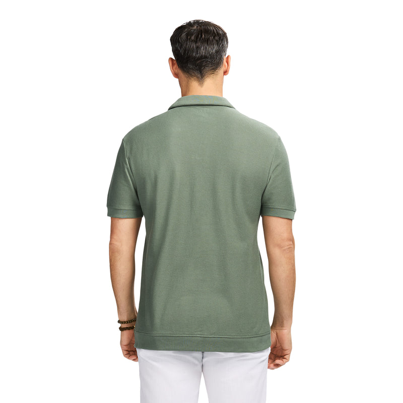 JOHNNY COLLAR TEXTURED 
KNIT POLO - LAUREL WREATH