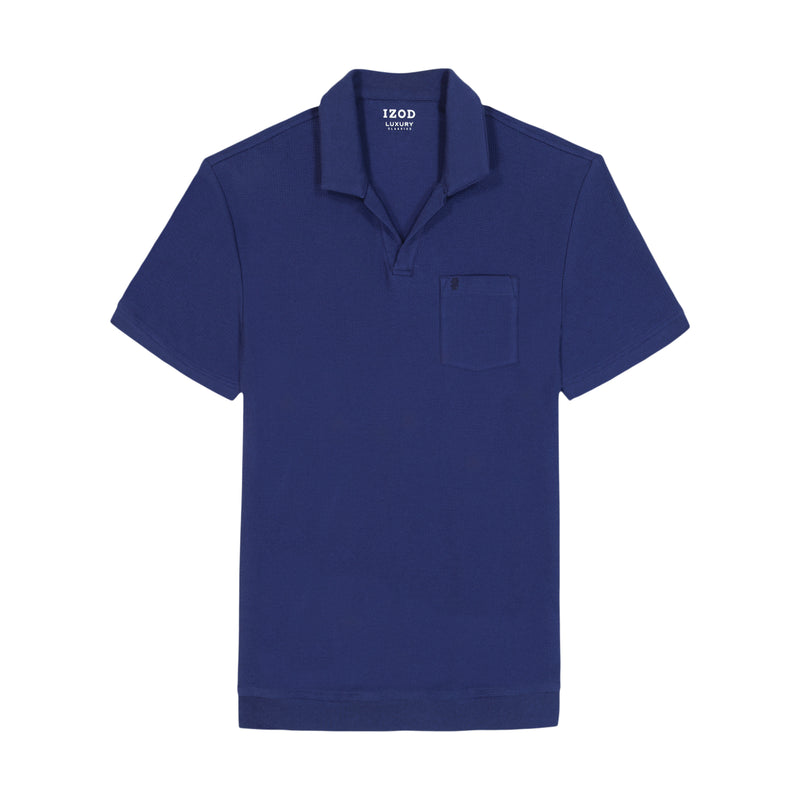 JOHNNY COLLAR TEXTURED 
KNIT POLO - MEDIEVAL BLUE