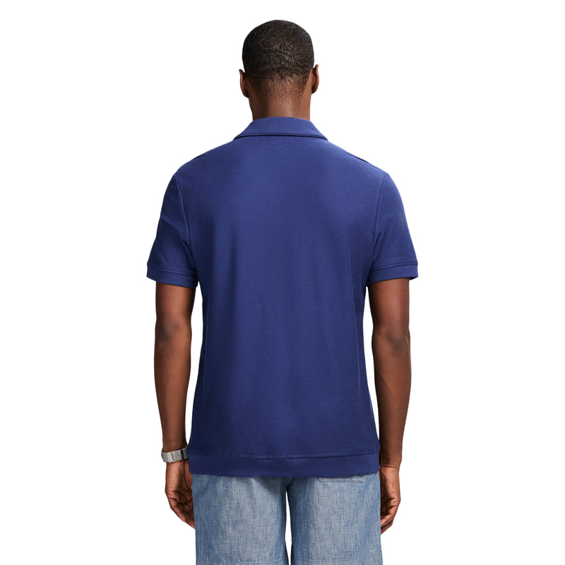 JOHNNY COLLAR TEXTURED 
KNIT POLO - MEDIEVAL BLUE