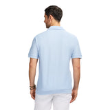 JOHNNY COLLAR TEXTURED 
KNIT POLO - CHAMBRAY BLUE