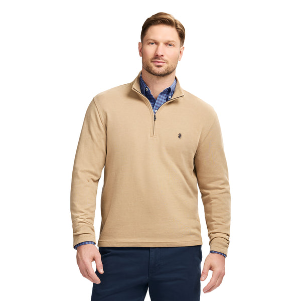 PERFORMANCE COMFORT STRIPED QUARTER ZIP - CAMEL
