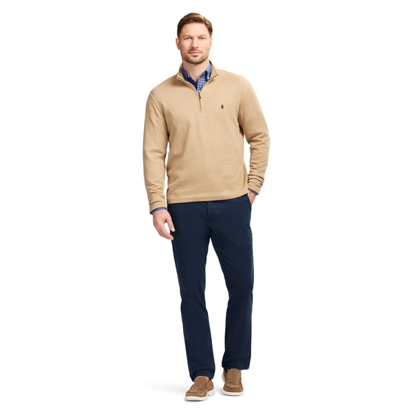 PERFORMANCE COMFORT STRIPED QUARTER ZIP - CAMEL