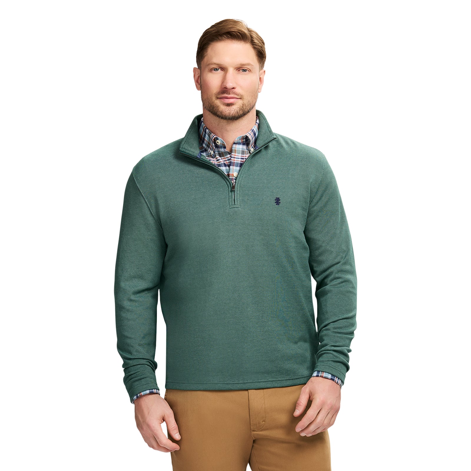 Izod Pull classique à manches longues et fermeture éclair pour homme, Bleu nautique., Petit Izod Pull classique à manches longues et fermeture éclair pour homme, Bleu nautique., Petit