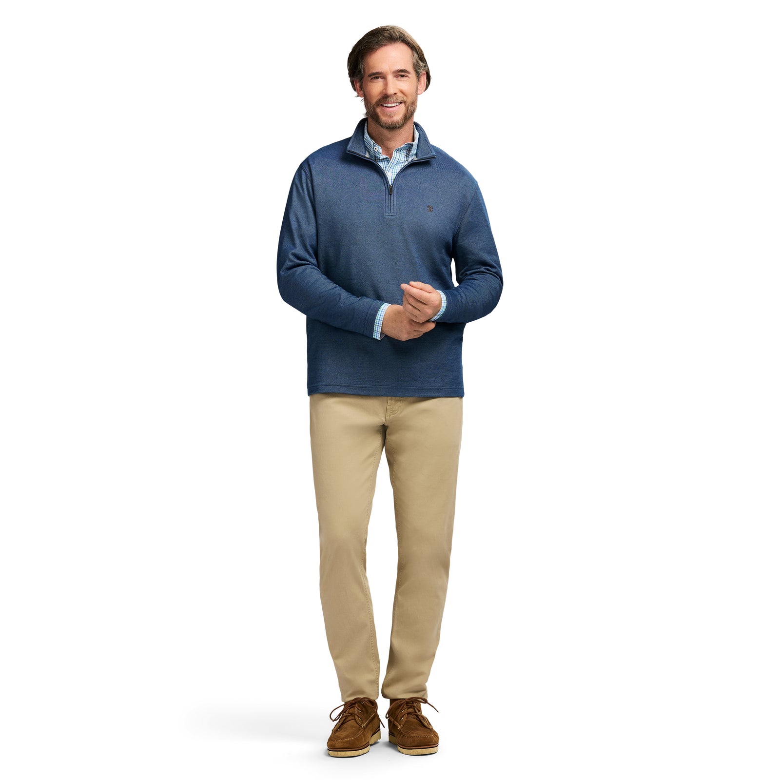 Performance Comfort Striped Quarter Zip - Navy – IZOD