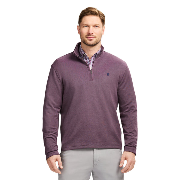 PERFORMANCE COMFORT STRIPED QUARTER ZIP - PLUM