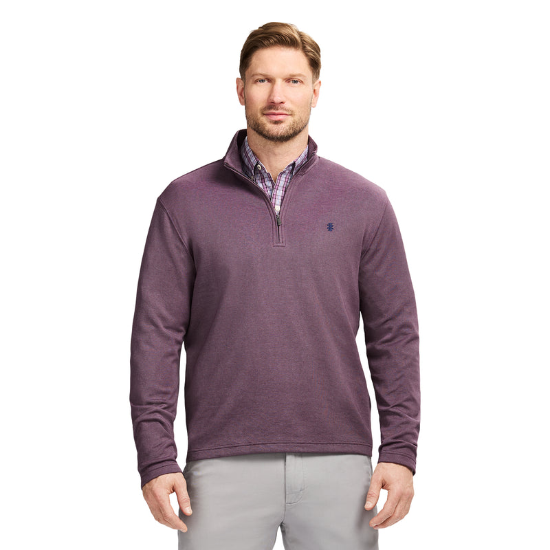 PERFORMANCE COMFORT STRIPED QUARTER ZIP - PLUM