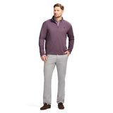 PERFORMANCE COMFORT STRIPED QUARTER ZIP - PLUM