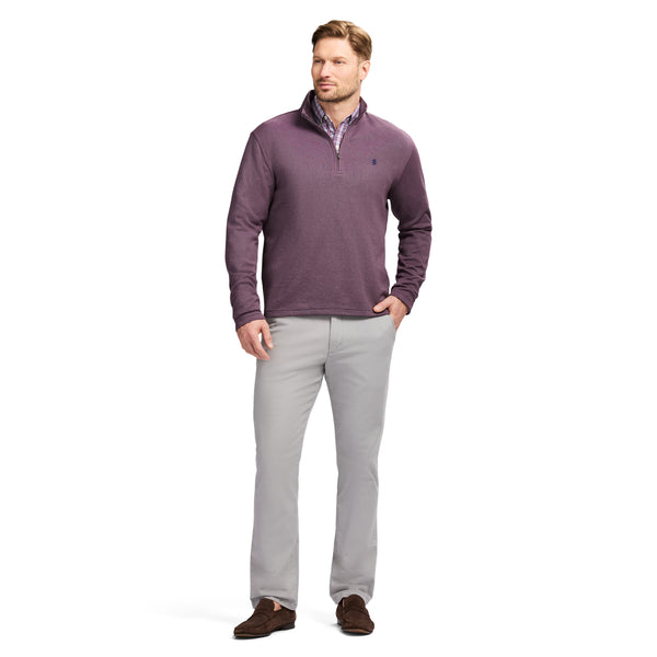 PERFORMANCE COMFORT STRIPED QUARTER ZIP - PLUM