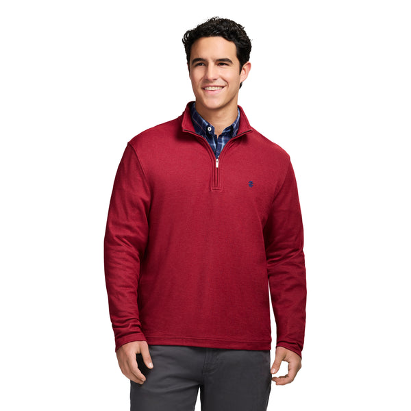 PERFORMANCE COMFORT STRIPED QUARTER ZIP - TOMATO