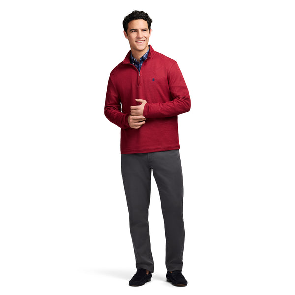 PERFORMANCE COMFORT STRIPED QUARTER ZIP - TOMATO