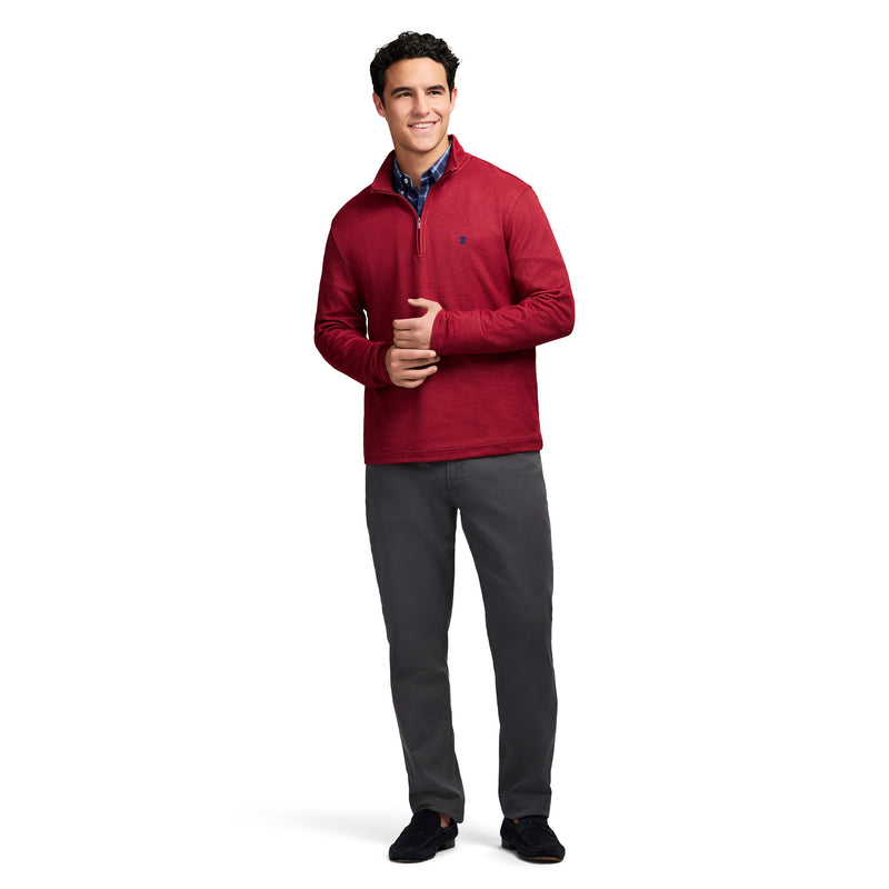 PERFORMANCE COMFORT STRIPED QUARTER ZIP - TOMATO