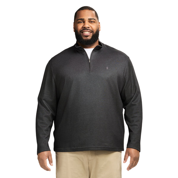 BIG & TALL PERFORMANCE COMFORT STRIPED QUARTER ZIP - SMOKE