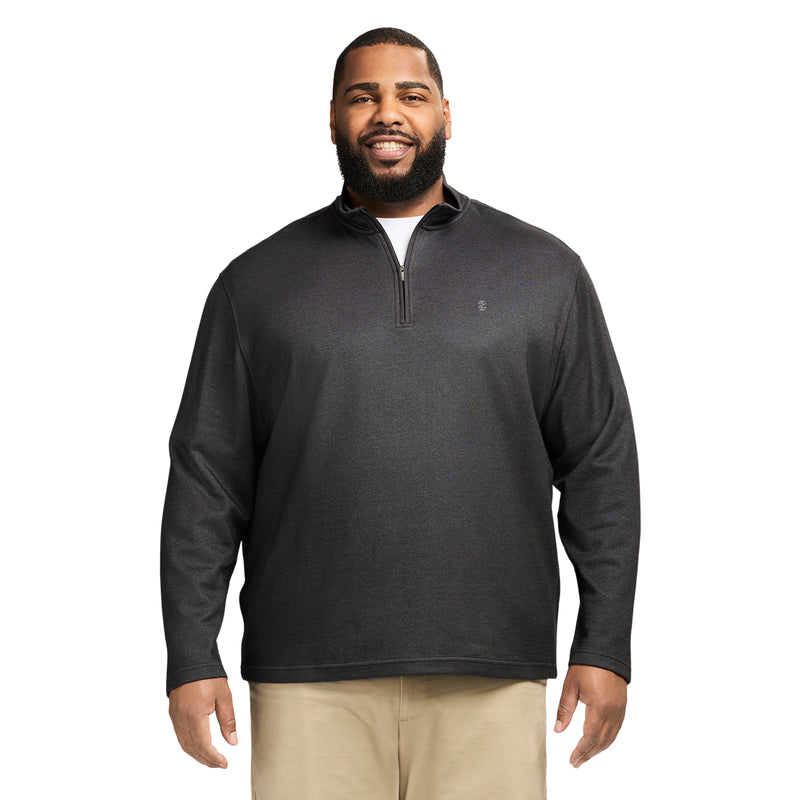 BIG & TALL PERFORMANCE COMFORT STRIPED QUARTER ZIP - SMOKE