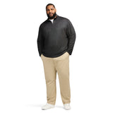 BIG & TALL PERFORMANCE COMFORT STRIPED QUARTER ZIP - SMOKE