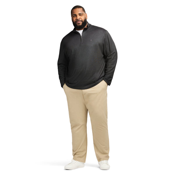 BIG & TALL PERFORMANCE COMFORT STRIPED QUARTER ZIP - SMOKE