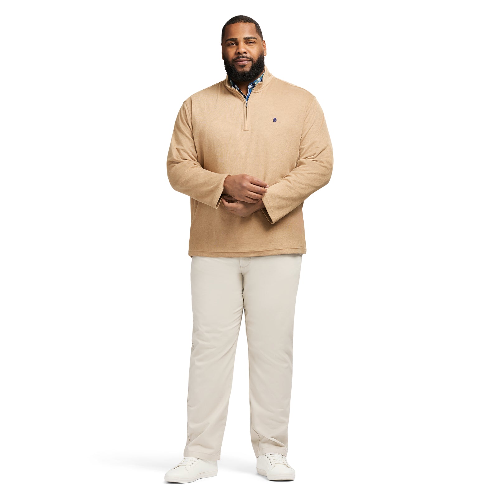 Big & Tall Performance Comfort Striped Quarter Zip - Camel – IZOD