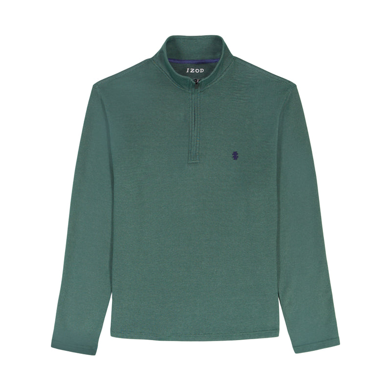 BIG & TALL PERFORMANCE COMFORT STRIPED QUARTER ZIP - FOREST