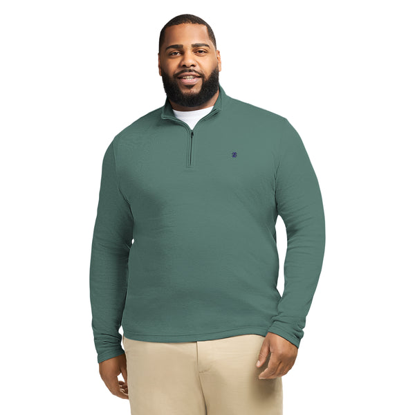 BIG & TALL PERFORMANCE COMFORT STRIPED QUARTER ZIP - FOREST