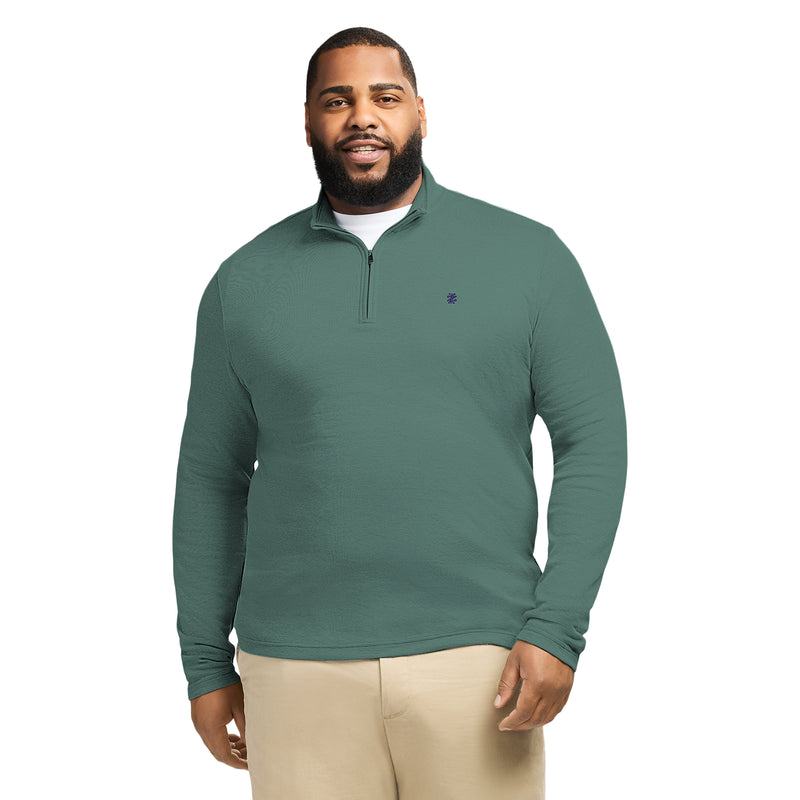 BIG & TALL PERFORMANCE COMFORT STRIPED QUARTER ZIP - FOREST