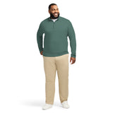 BIG & TALL PERFORMANCE COMFORT STRIPED QUARTER ZIP - FOREST