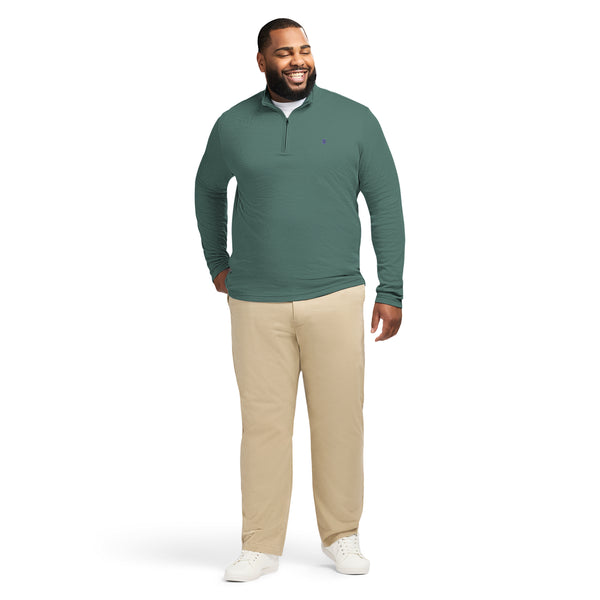 BIG & TALL PERFORMANCE COMFORT STRIPED QUARTER ZIP - FOREST