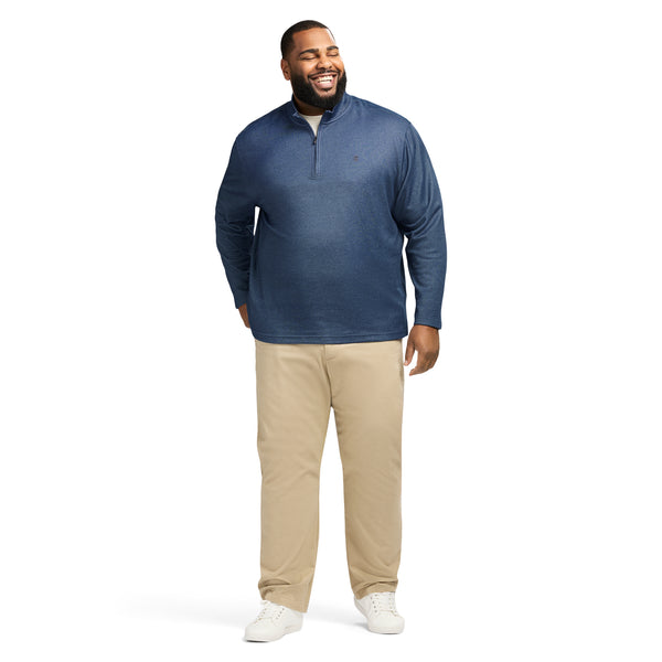 BIG & TALL PERFORMANCE COMFORT STRIPED QUARTER ZIP - NAVY