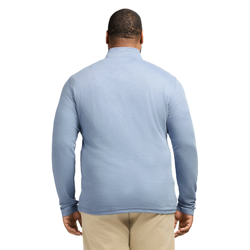 BIG & TALL PERFORMANCE COMFORT STRIPED QUARTER ZIP - BLUE