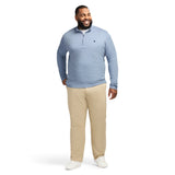 BIG & TALL PERFORMANCE COMFORT STRIPED QUARTER ZIP - BLUE